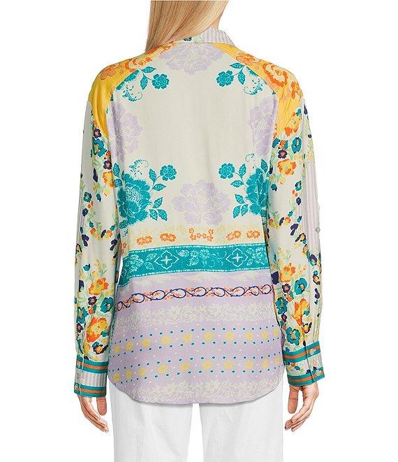 Tru Luxe Jeans Challis Point Collar Long Sleeve Shirt Product Image