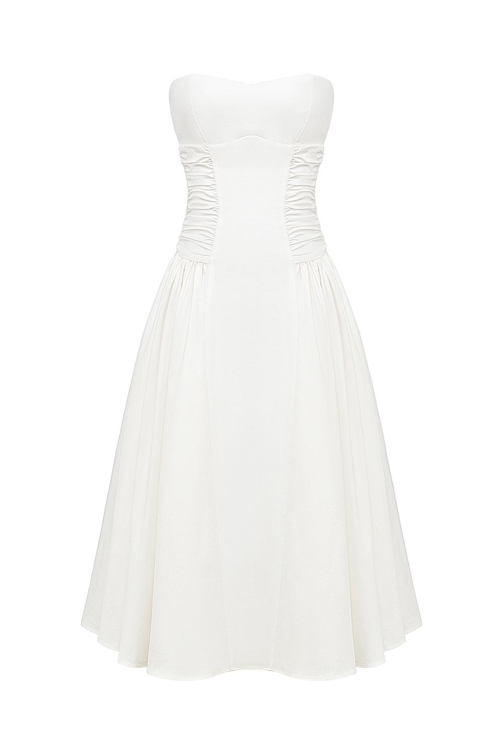 Georgiana  white cotton strapless midi sundress Product Image