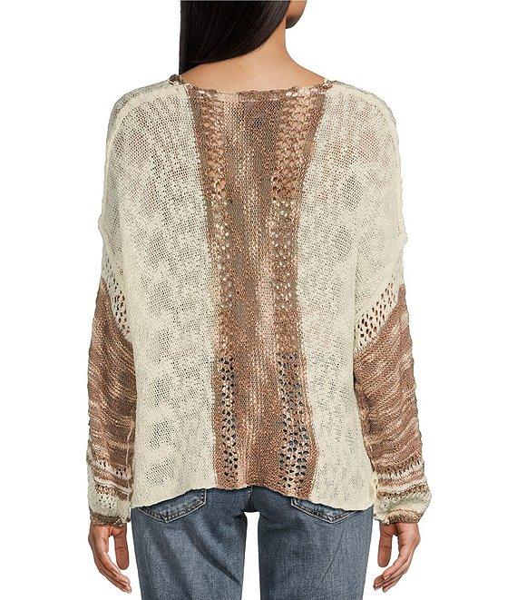 Angie Long Sleeve Open Weave Pullover Sweater Product Image