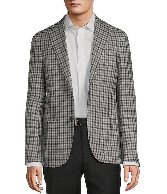 Hickey Freeman Classic Fit Linen Wool Blend Check Sport Coat Product Image