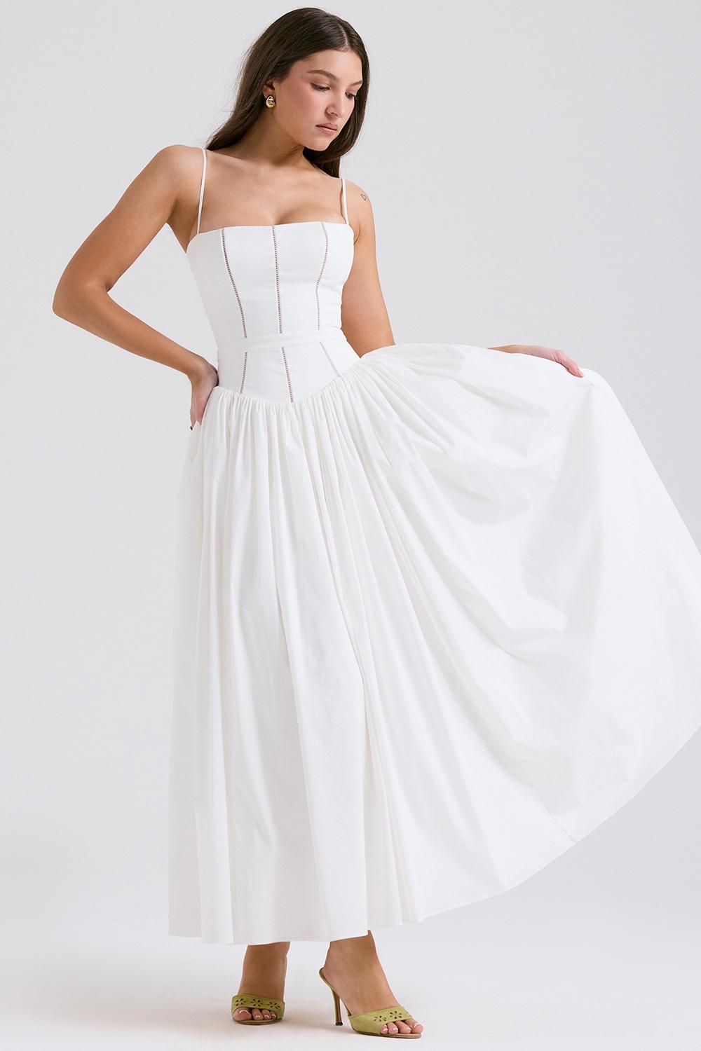 Ysabella  white cotton maxi sundress Product Image