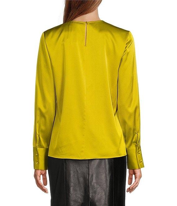 Antonio Melani Rylee Silk Charmeuse Round Neck Long Sleeve Blouse Product Image