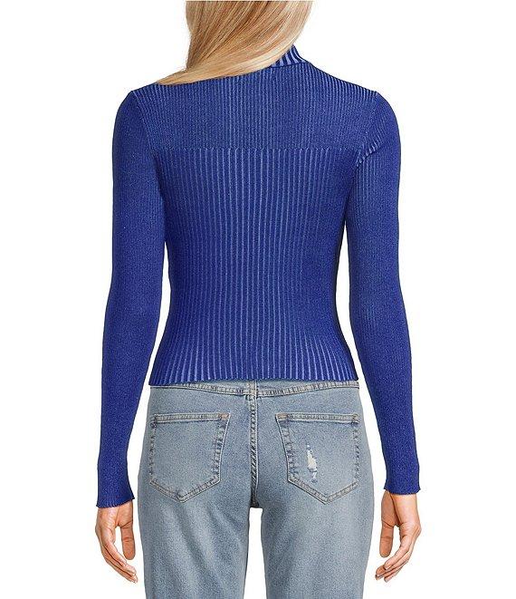Say What Long Sleeve Mock Neck Peek A Boo Plating Top Product Image