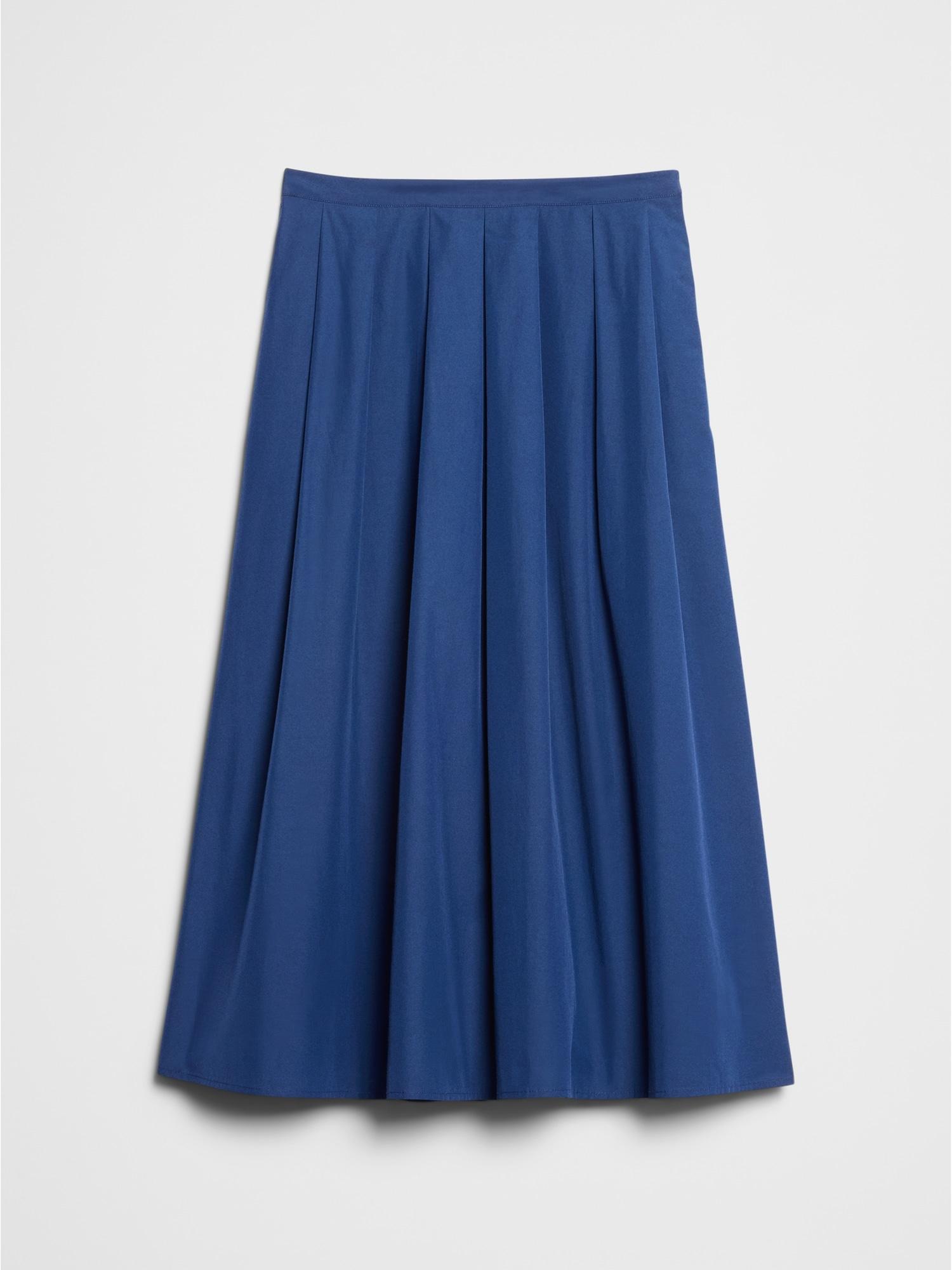 Pintuck Taffeta Midi Skirt Product Image