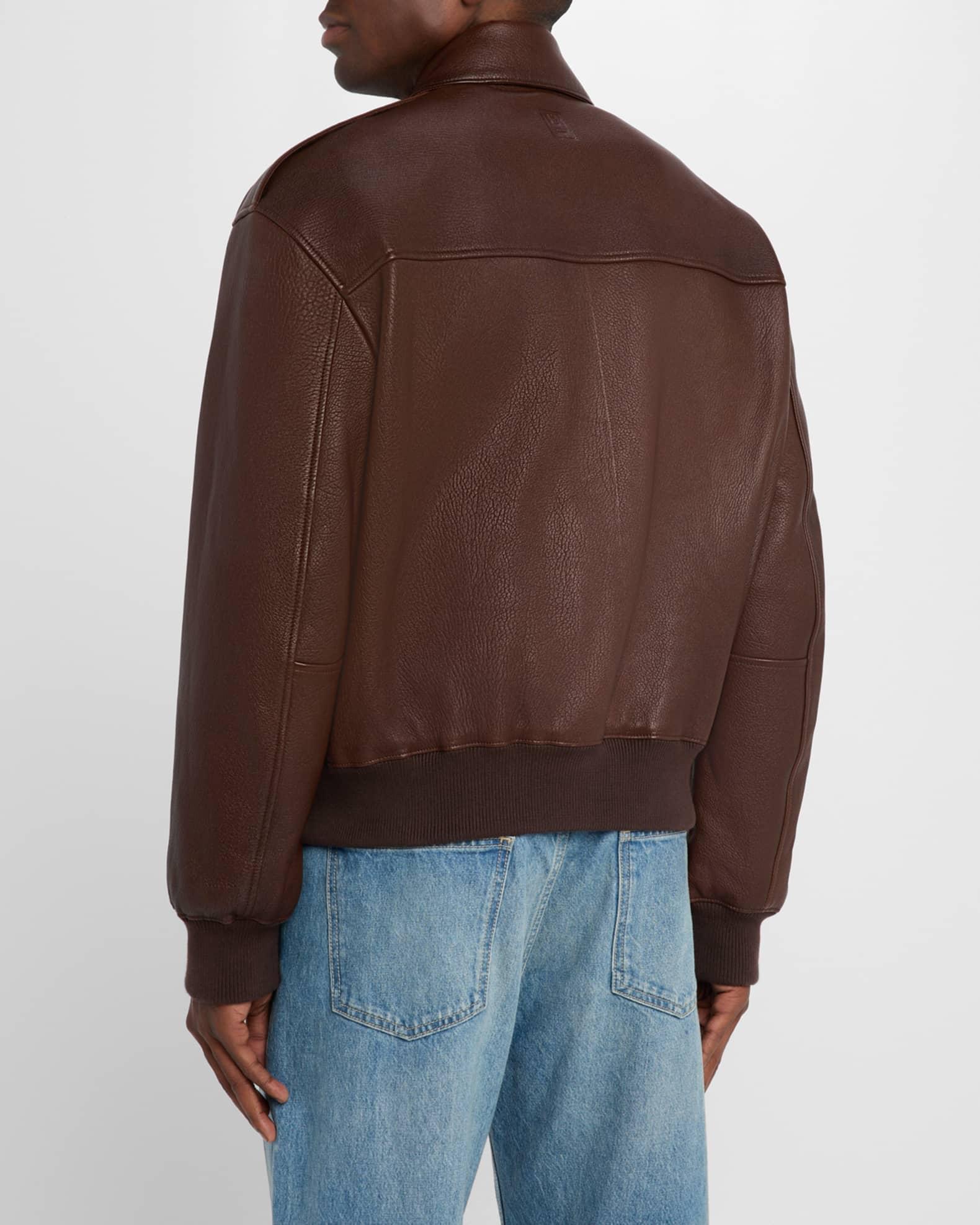 Men's Leather Blouson Jacket Product Image