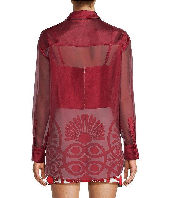 Antonio Melani Priscilla Organza Sheer Long Sleeve Button Front Coordinating Blouse Product Image