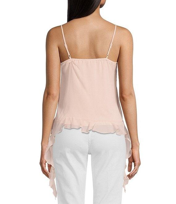 Evolutionary V-Neck Spaghetti Strap Ruffled Top Product Image
