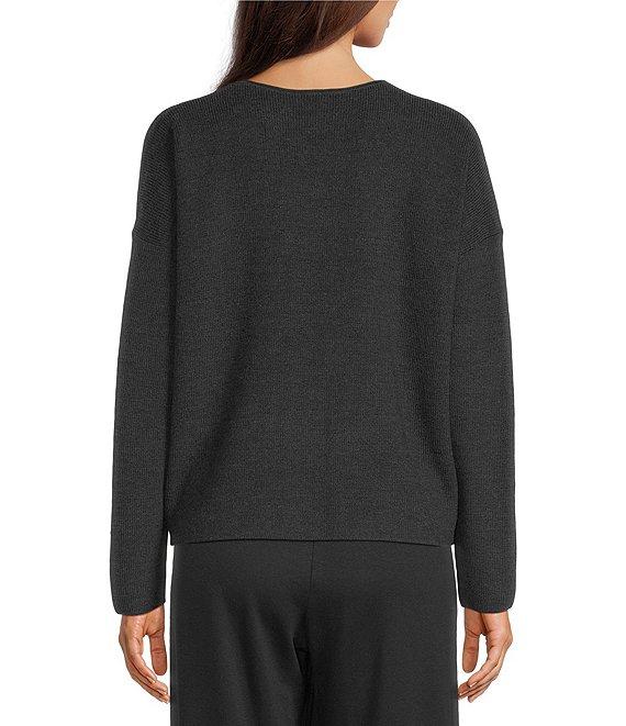 Eileen Fisher Merino Wool Knit Round Neck Long Sleeve Sweater Product Image