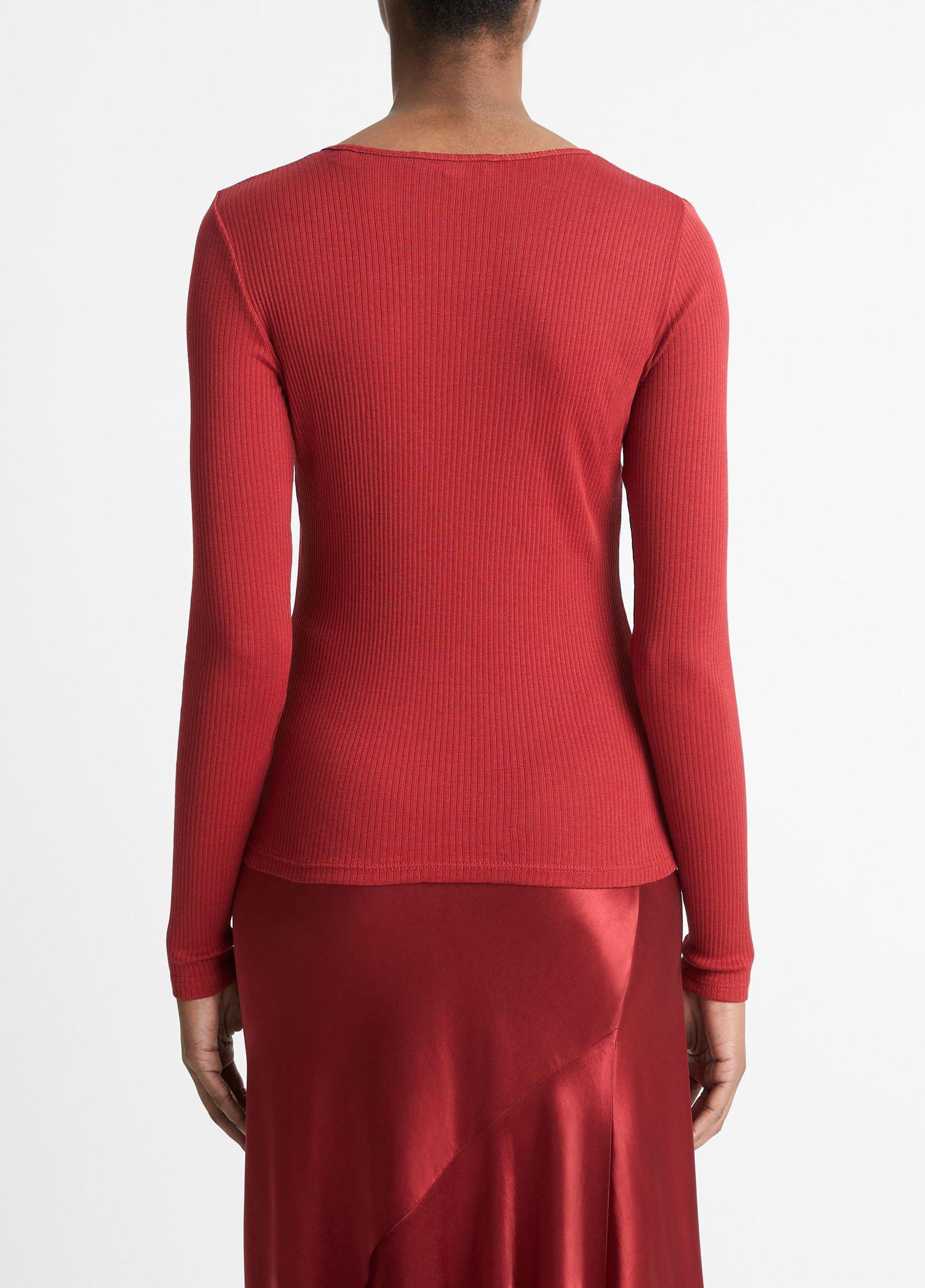 Ribbed Pima Cotton Long-Sleeve T-Shirt Product Image