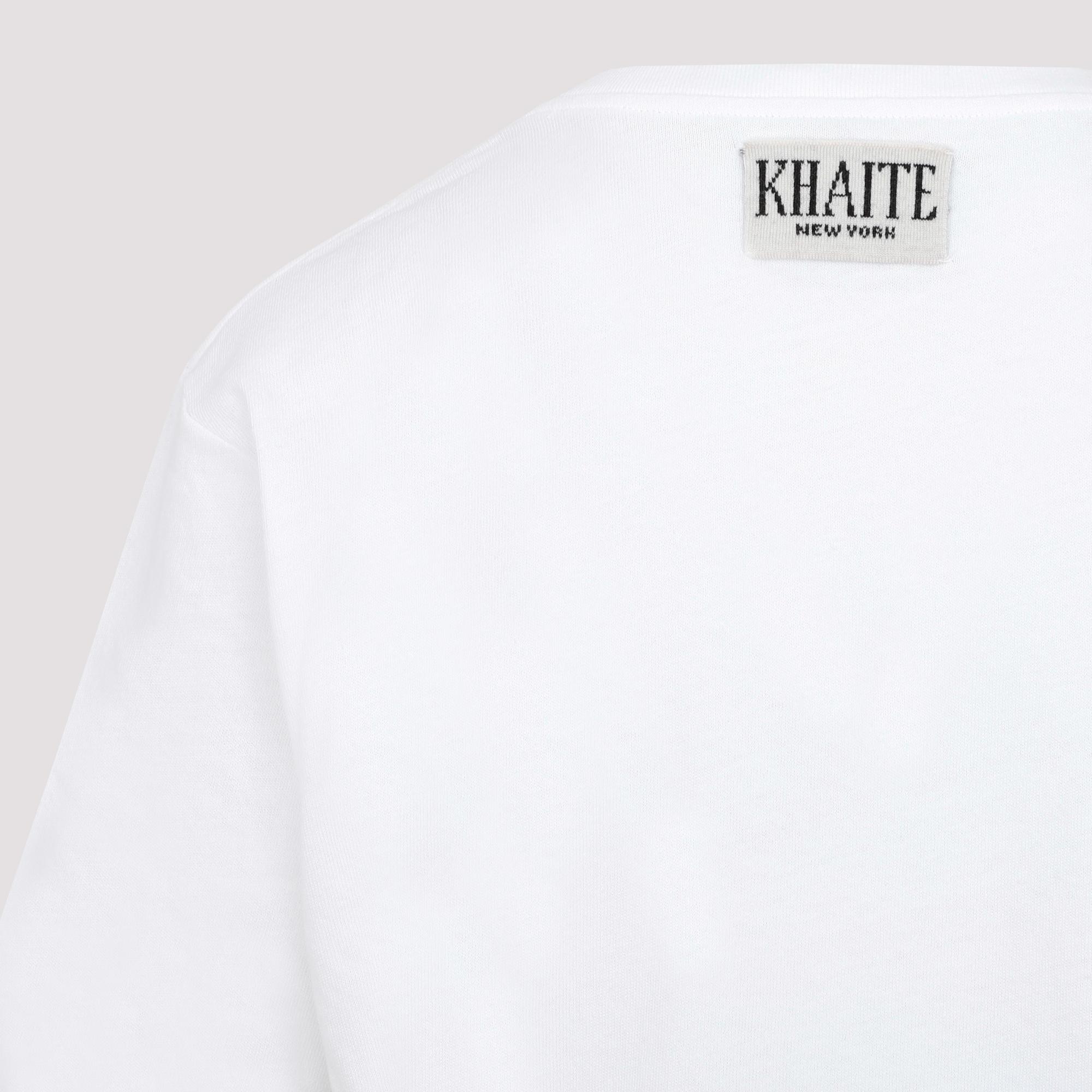 KHAITE Womens White Mae Brand-patch Cotton-jersey T-shirt In Cream Product Image