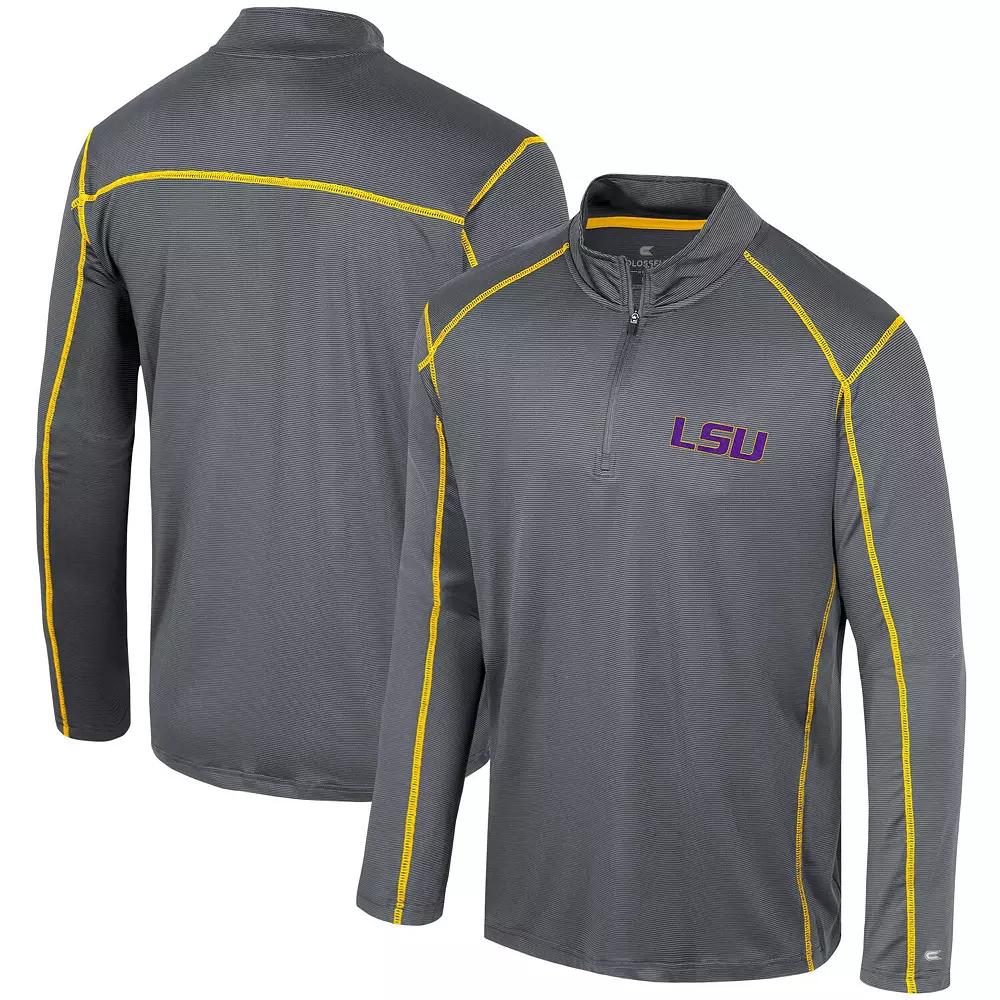 Men's Colosseum Black LSU Tigers Cameron Quarter-Zip Windshirt, Size: Medium Product Image