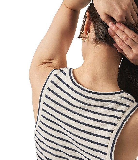 Splendid Whitney Terry Stripe Print Crew Neck Sleeveless Tee Shirt Midi Dress Product Image
