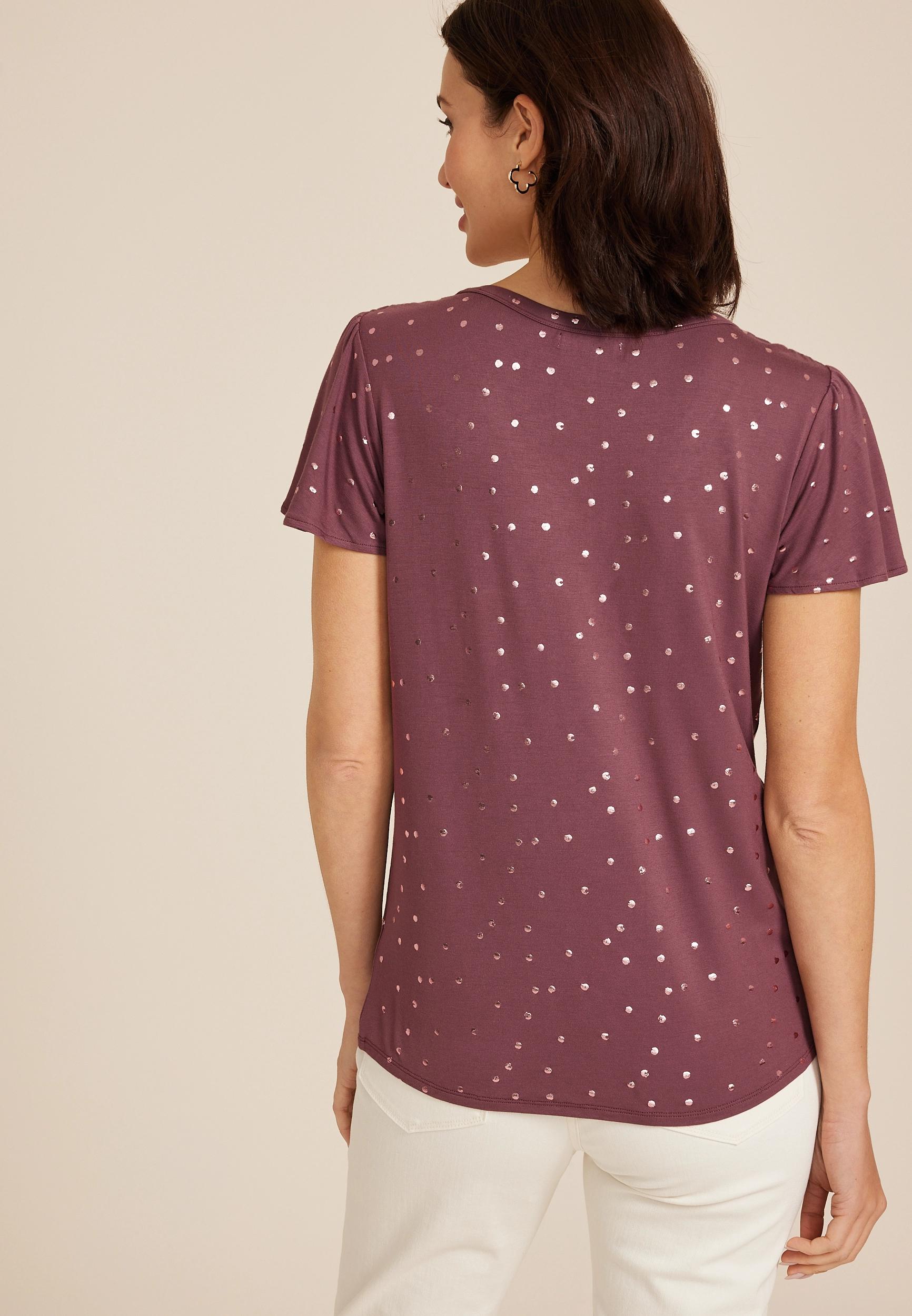Polka Dot Flutter Sleeve Tee Product Image
