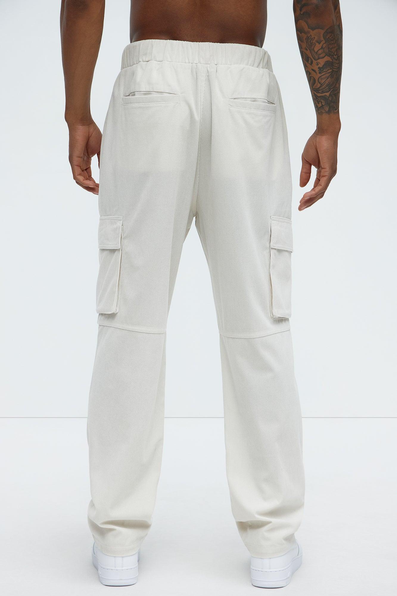 Bedford Corduroy Slim Cargo Pants - Off White Product Image