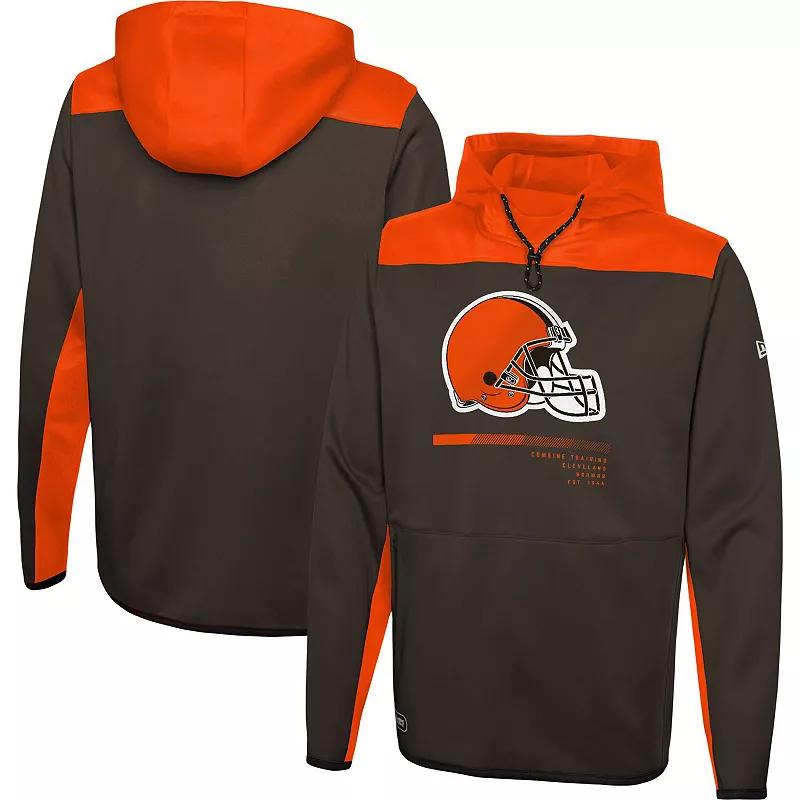 Men's New Era Brown Cleveland Browns Combine Authentic Hard Hitter Pullover Hoodie, Size: Medium Product Image
