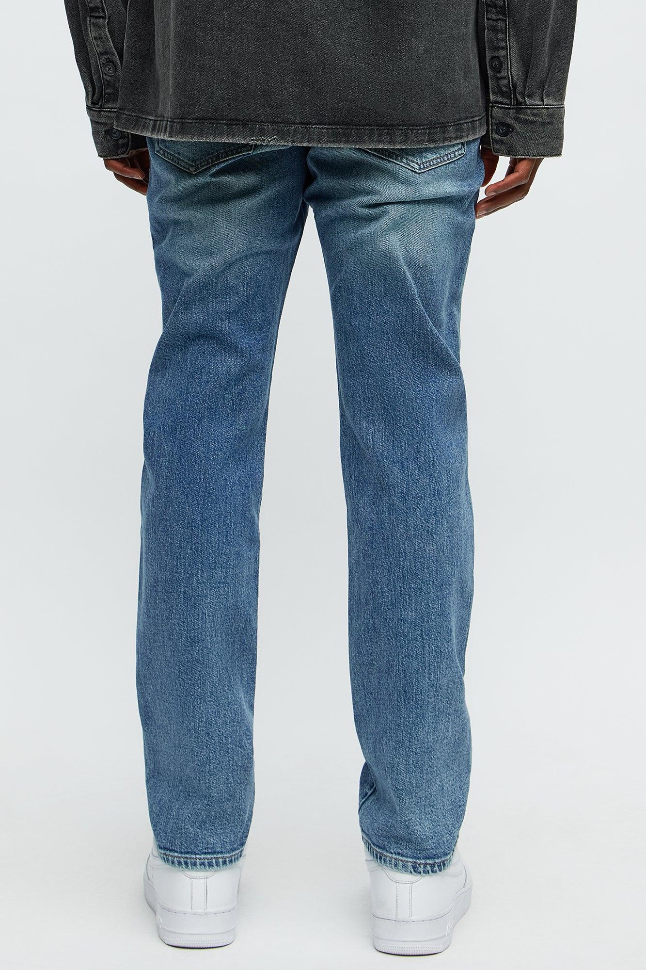 Play Dirty Distressed Slim Jeans - Medium Blue Wash Product Image