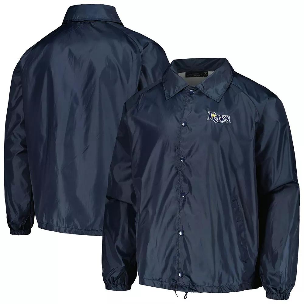 Men's Dunbrooke Navy Tampa Bay Rays Coach's Raglan Full-Snap Windbreaker Jacket,  Product Image