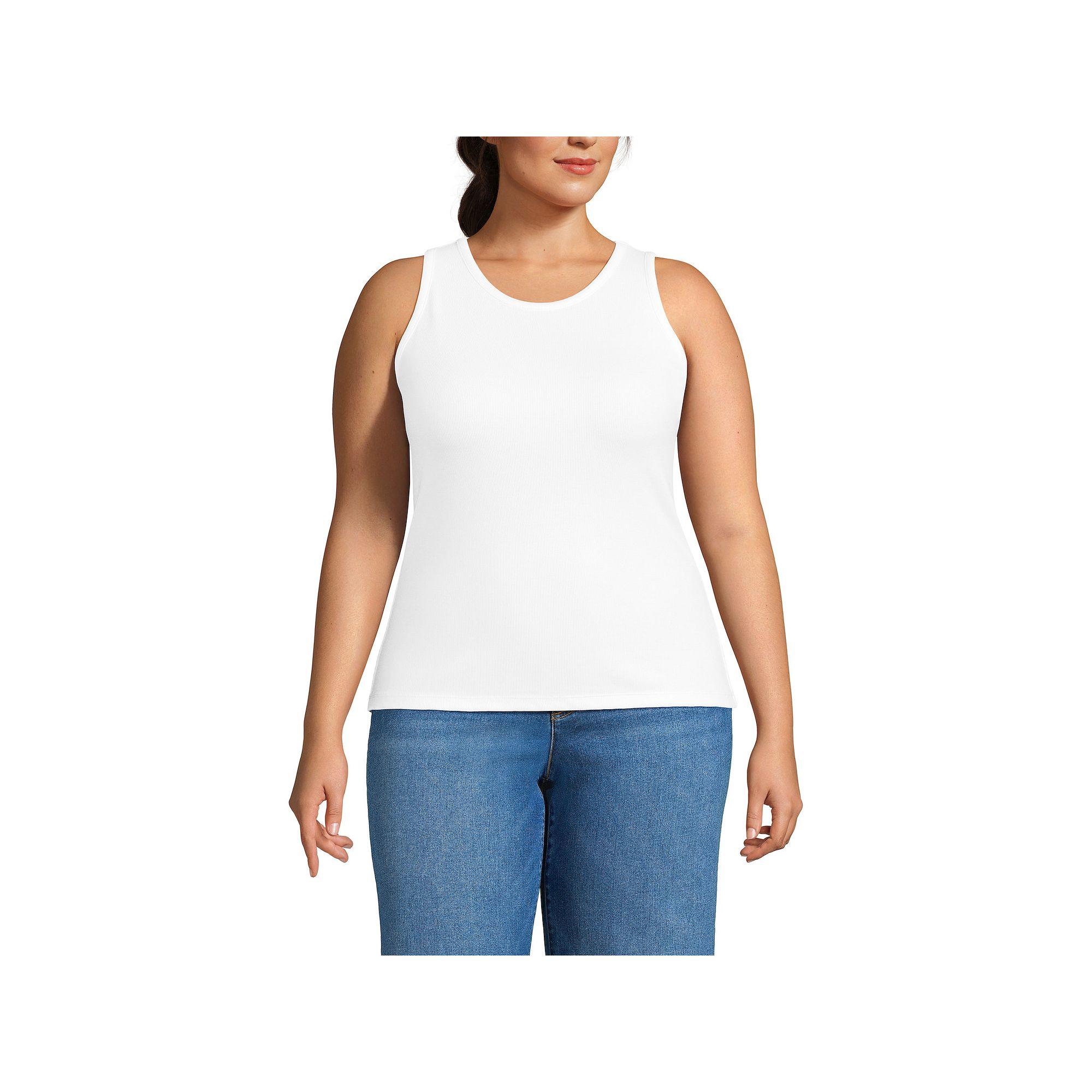 Plus Size Lands' End Drapey Rib Skimming Tank Top, Women's, Size: 3XL, Misty Blue Product Image