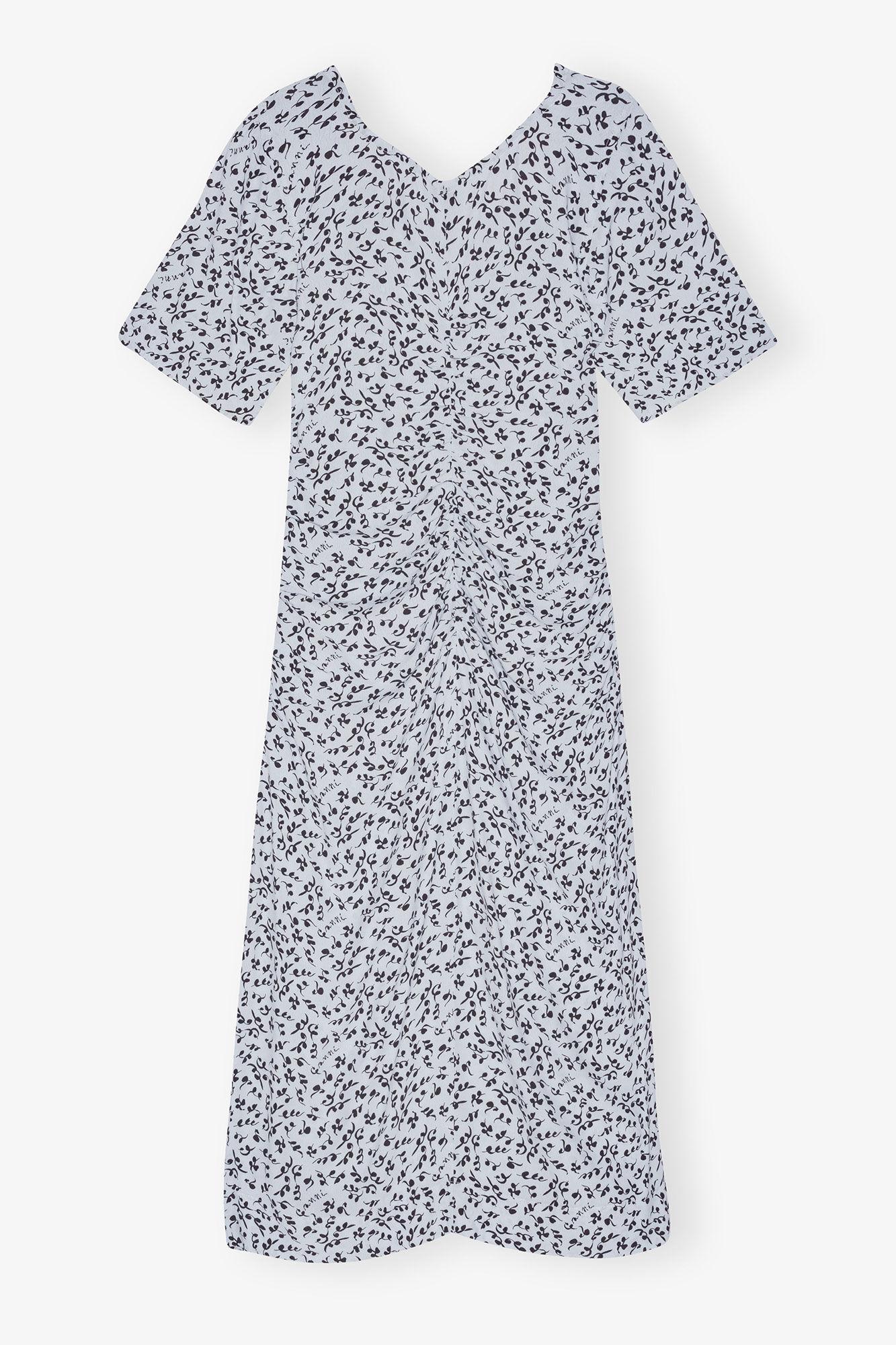 Printed Crepe U-neck Midi Dress Product Image