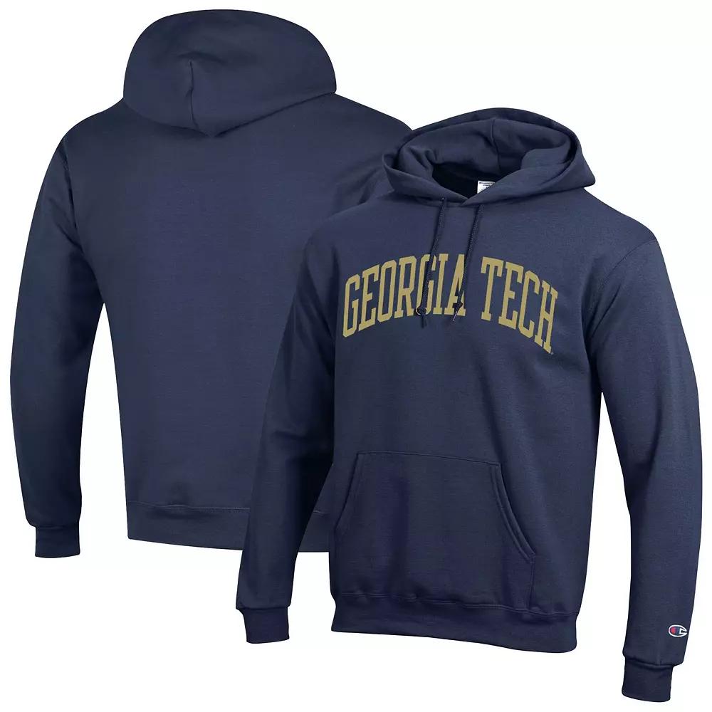 Men's Champion Navy Georgia Tech Yellow Jackets Basic Arch Fleece Pullover Hoodie,  Product Image