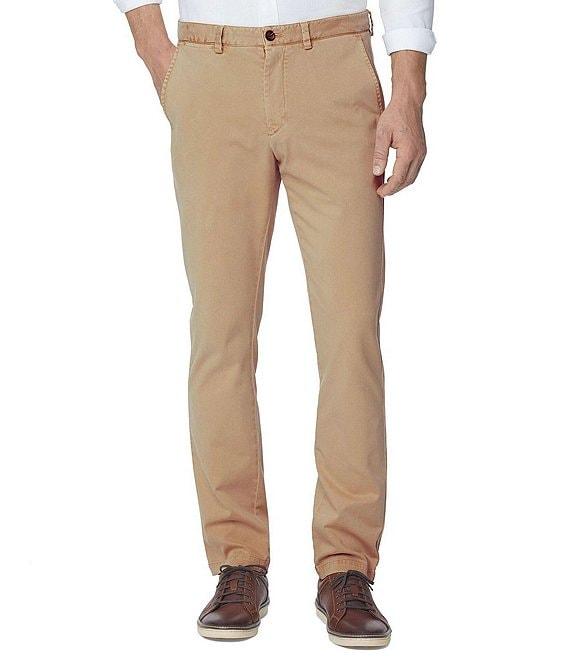 Johnston & Murphy Washed Straight Leg Flat Front Stretch Chino Pants Product Image