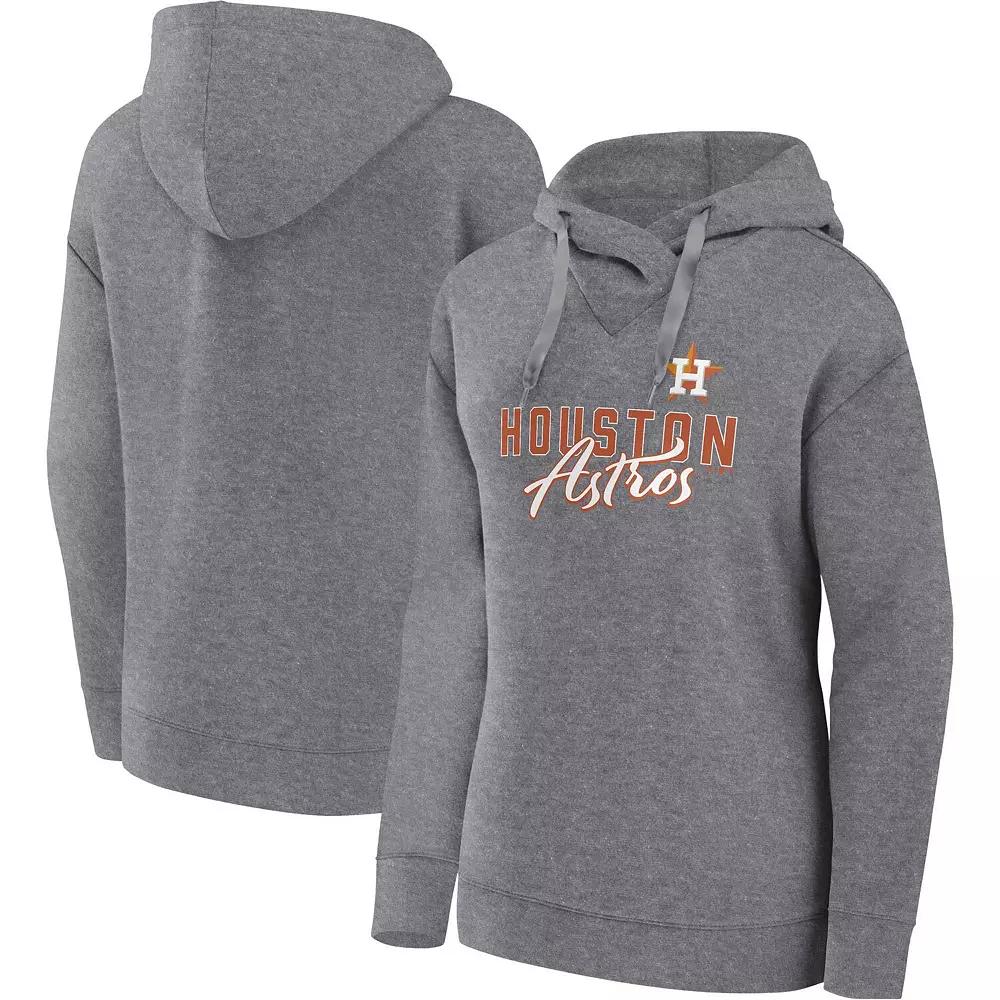 Women's Fanatics Branded Heather Gray Houston Astros Script Favorite Lightweight Fitted Pullover Hoodie,  Product Image
