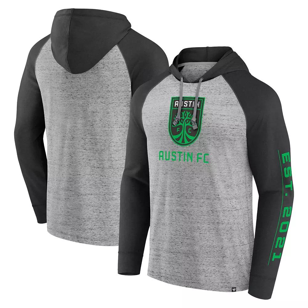 Men's Fanatics Branded Steel Austin FC Deflection Raglan Pullover Hoodie,  Product Image