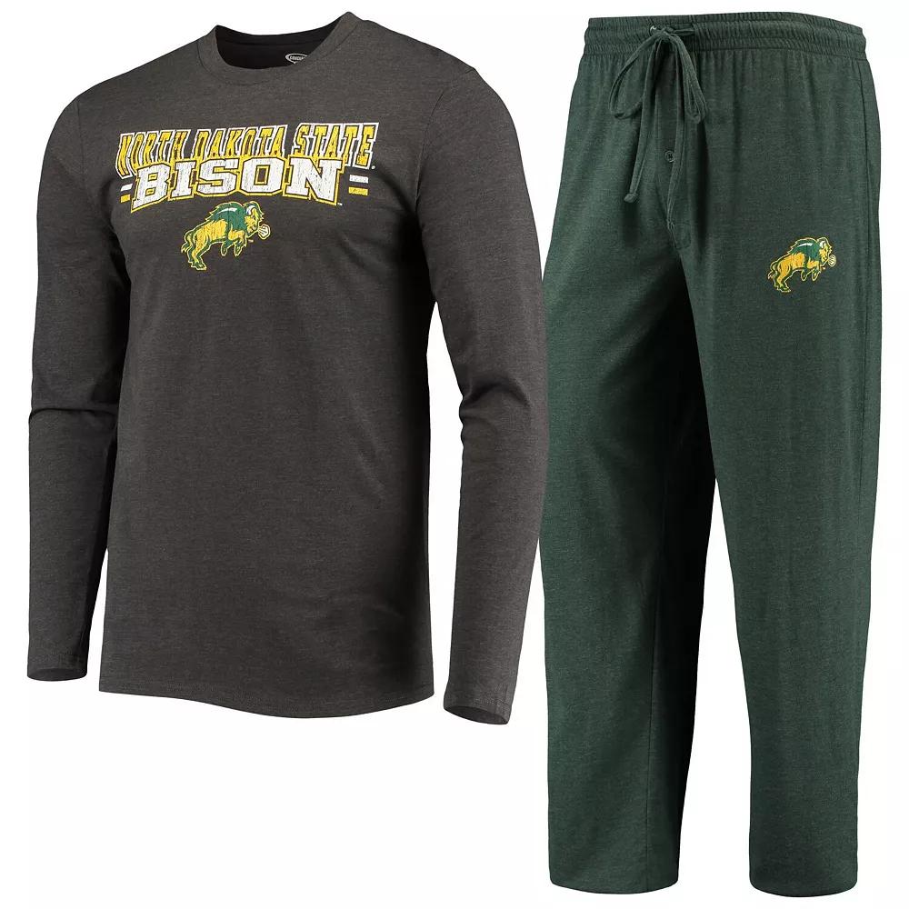 Men's Concepts Sport Green/Heathered Charcoal NDSU Bison Meter Long Sleeve T-Shirt & Pants Sleep Set,  Product Image