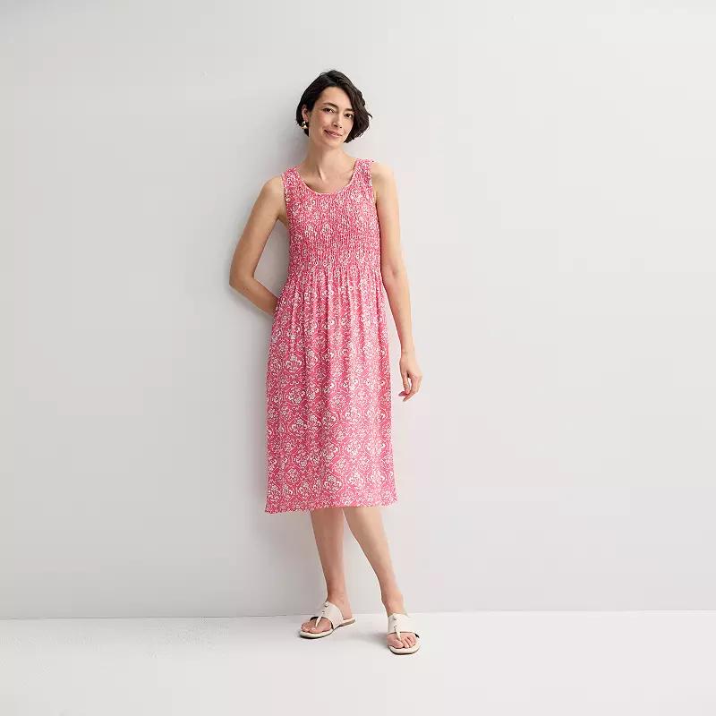 Petite Croft & Barrow® Smocked Midi Dress, Women's,  Product Image