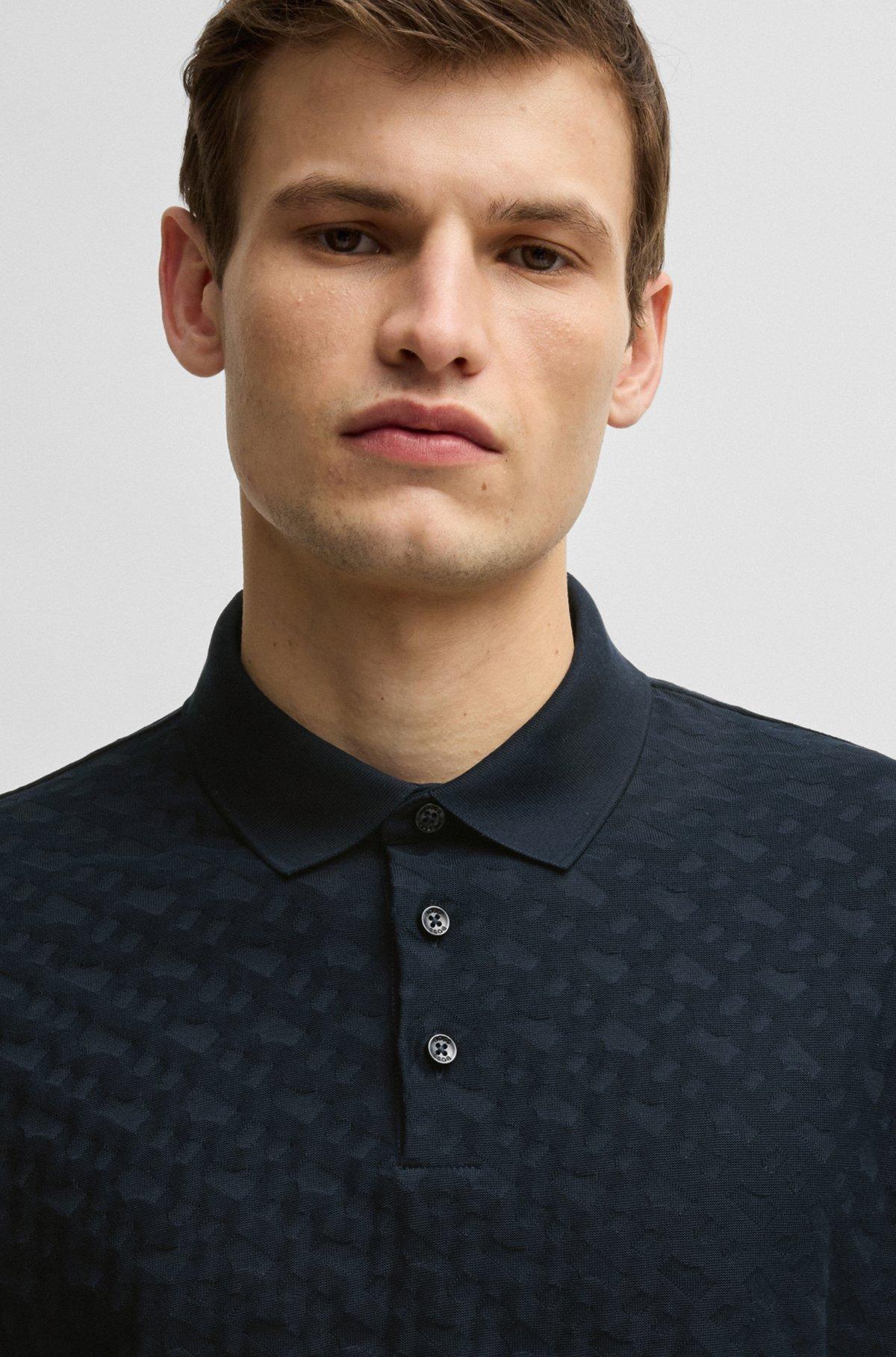 Cotton polo shirt with tonal monogram jacquard Product Image