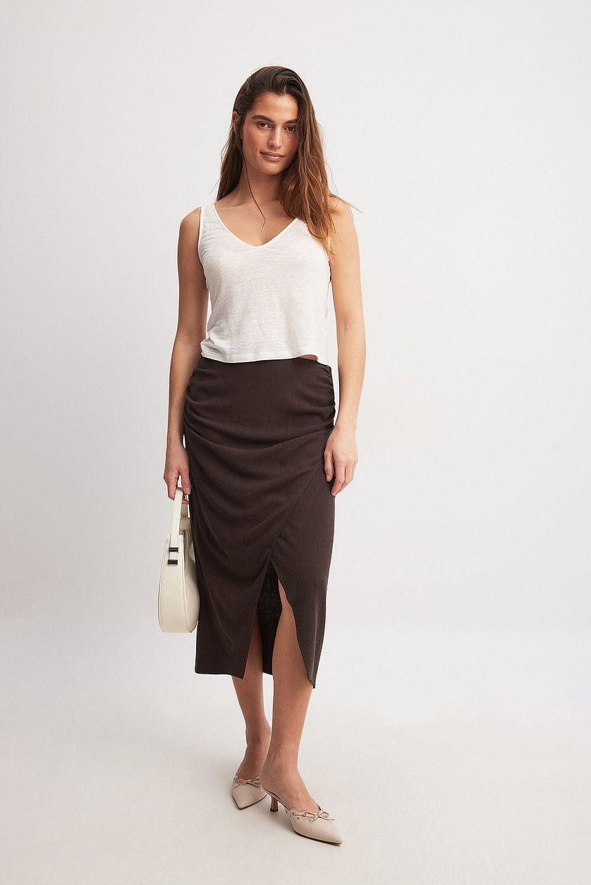 Linen Mix Midi Skirt Product Image