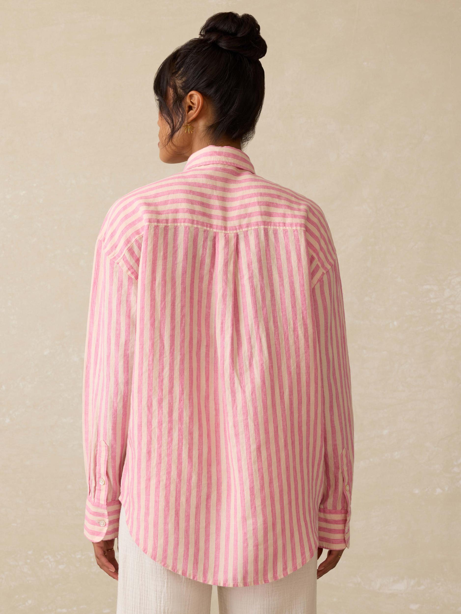 Laguna Linen Relaxed Shirt - Pink Lucy Stripe Female Product Image