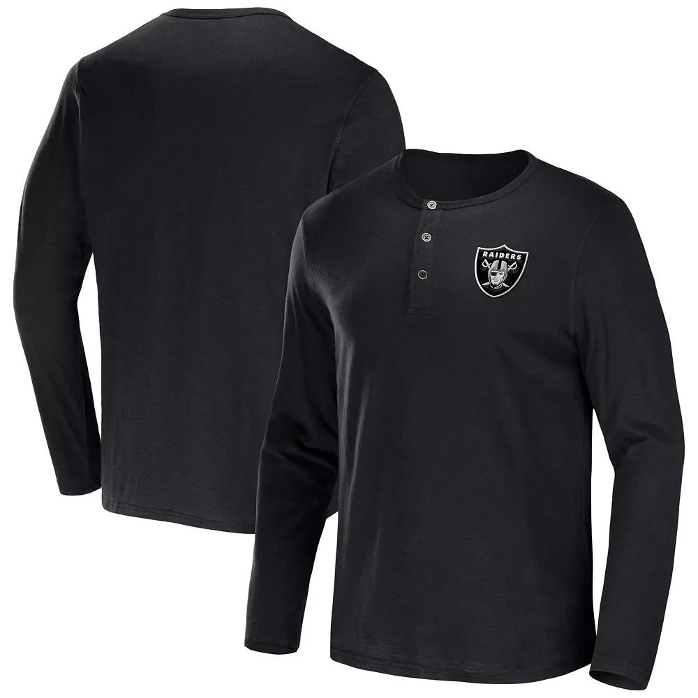 Men's NFL x Darius Rucker Collection by Fanatics Black Las Vegas Raiders Slub Jersey Henley Long Sleeve T-Shirt,  Product Image