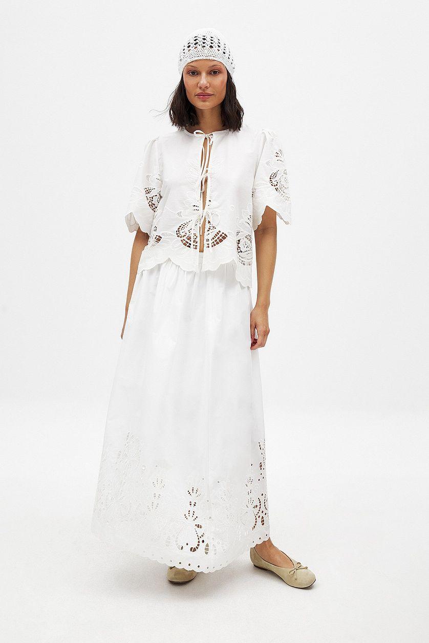 Broderie Anglaise Midi Skirt Product Image