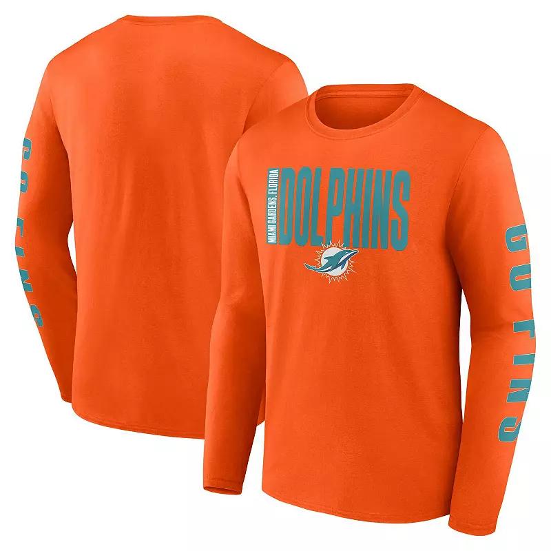 Men's Fanatics  Orange Miami Dolphins Big & Tall Vision Long Sleeve T-Shirt, Size: 4XLT Product Image