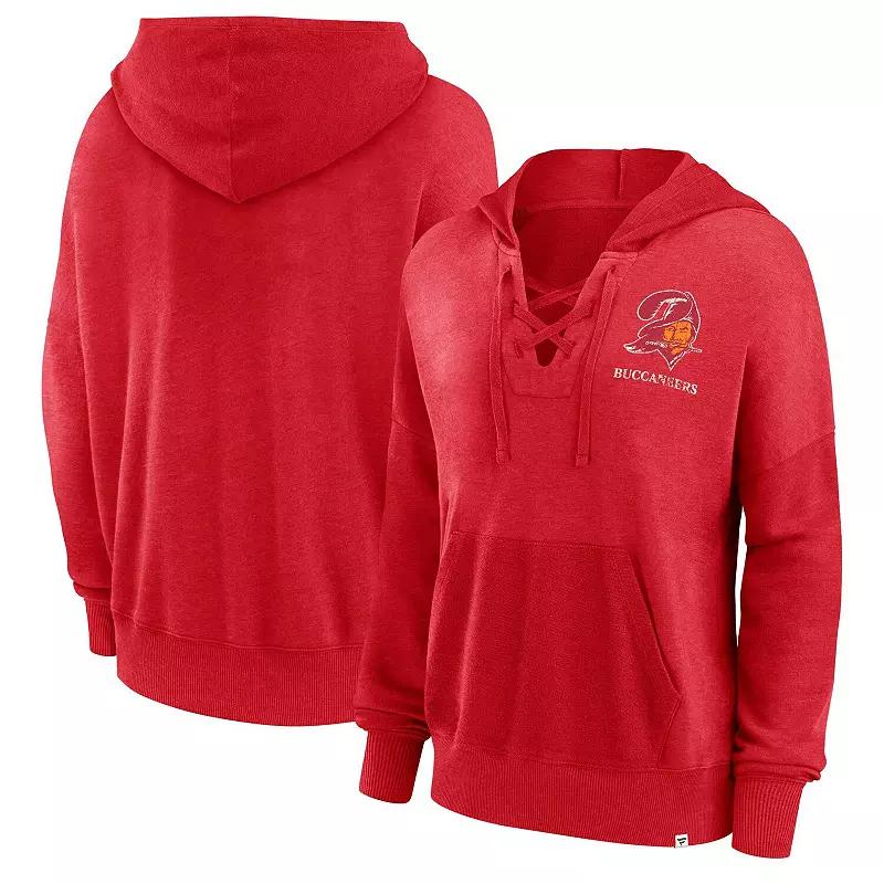 Womens Fanatics Branded Tampa Bay Buccaneers Heritage Snow Wash French Terry Lace-UpPullover Hoodie Product Image