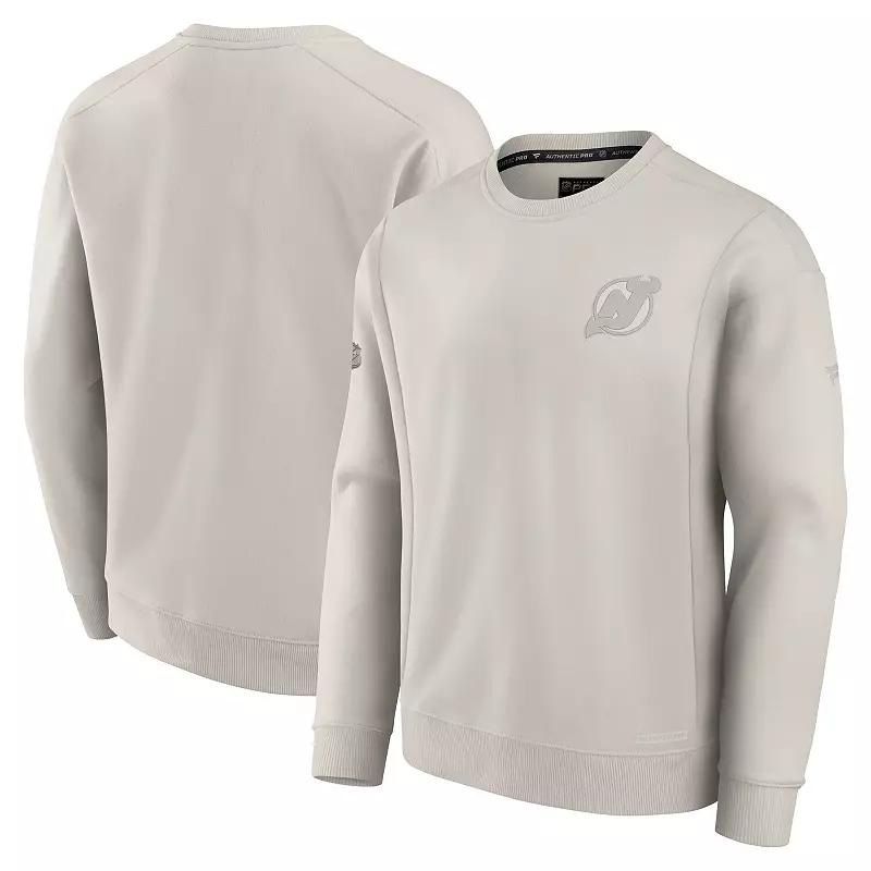 Men's Fanatics Cream Tampa Bay Lightning Authentic Pro Road Fleece Pullover Sweatshirt,  Product Image