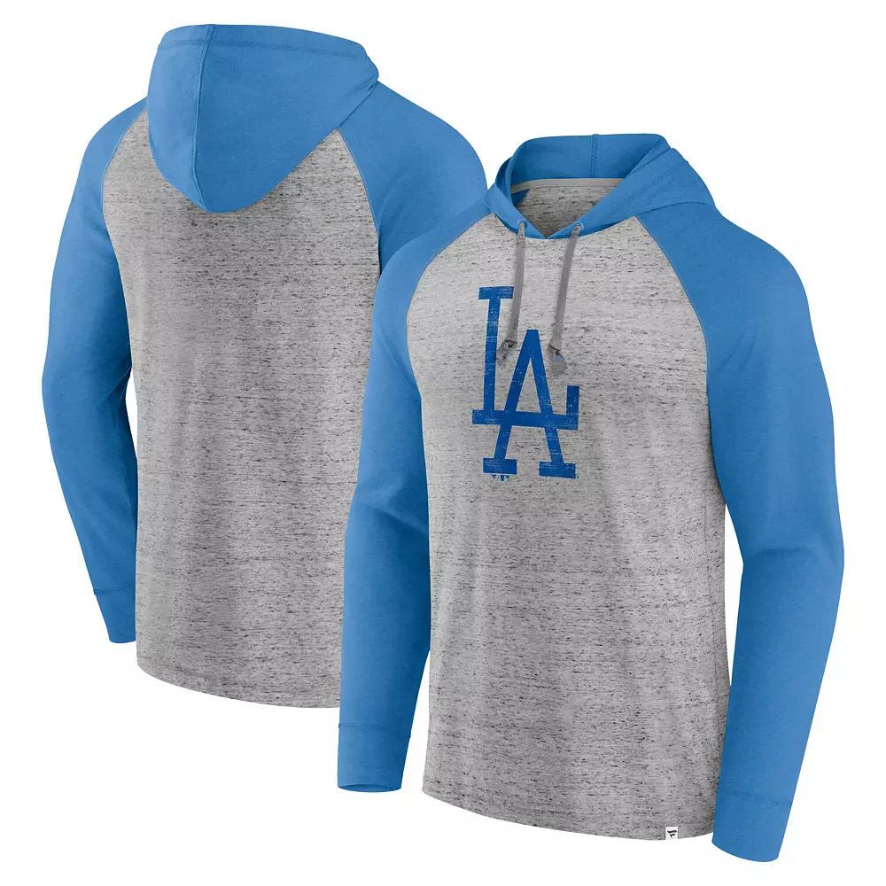 Men's Fanatics  Gray Los Angeles Dodgers Single Play Speckled Lightweight Pullover Hoodie, Size: Medium, Grey Product Image