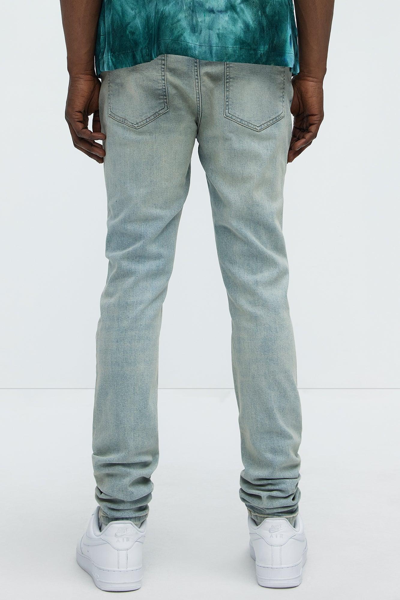 Down Hill Stacked Skinny Jeans - Light Blue Wash Product Image