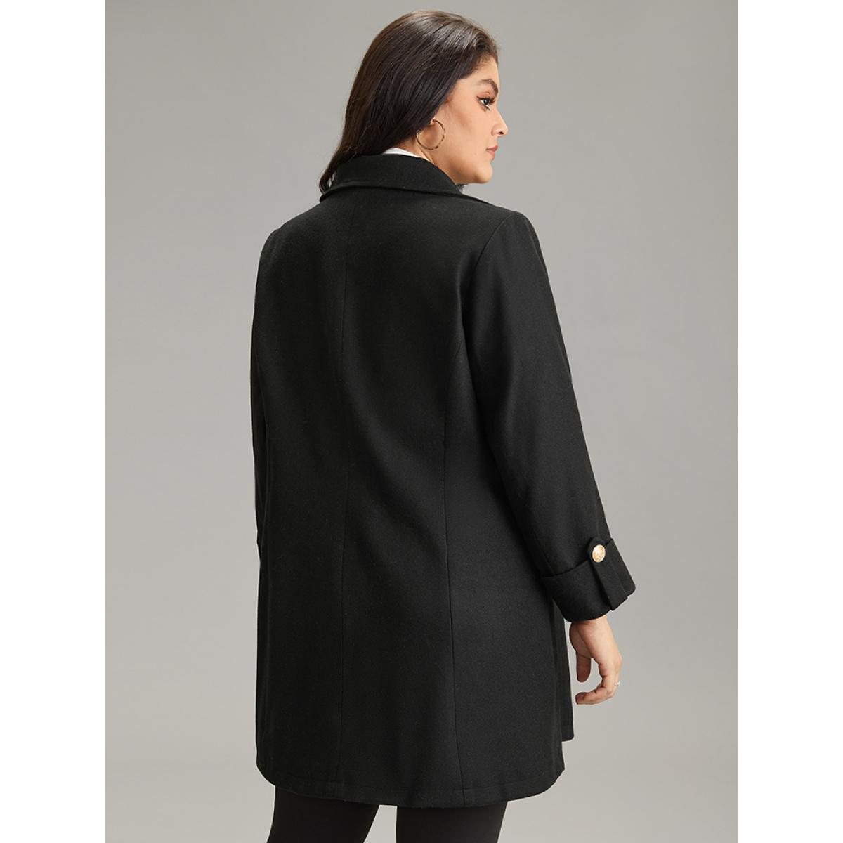 Plus Size Lapel Collar Zipper Double Breasted Coat Women Black Casual Lined Ladies Dailywear Winter Coats BloomChic 22-24/3X Product Image