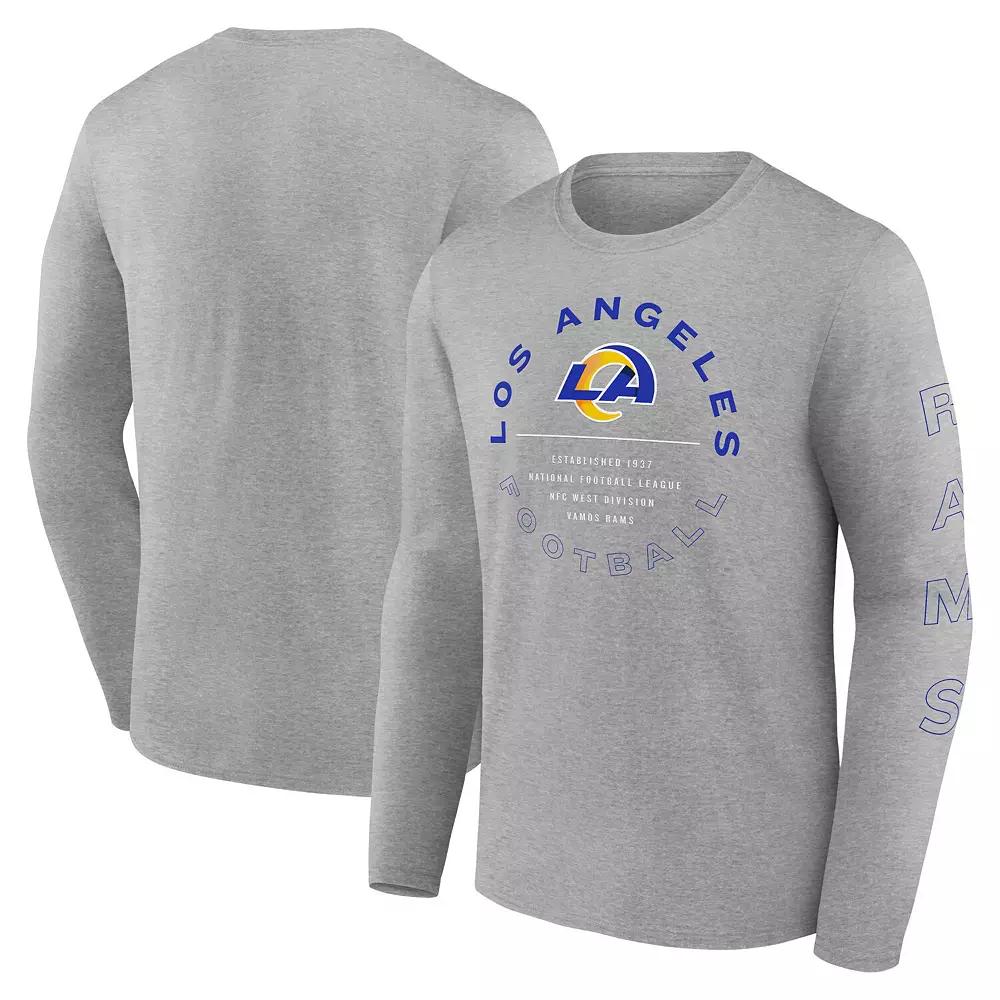 Men's Fanatics Heather Gray Los Angeles Rams Stat Sheet Long Sleeve T-Shirt,  Product Image