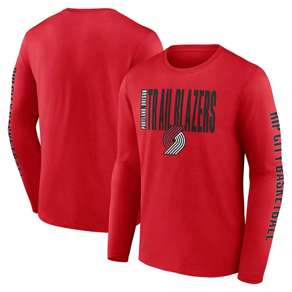 Men's Red Portland Trail Blazers Vision Long Sleeve T-Shirt, Size: XL Product Image