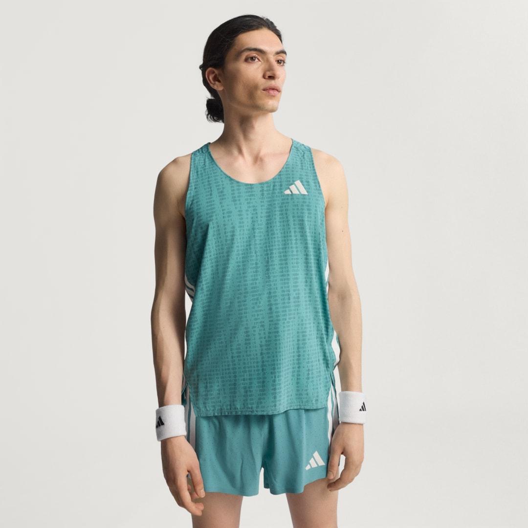 adidas Adizero Running Singlet Powder Teal XL Mens Product Image