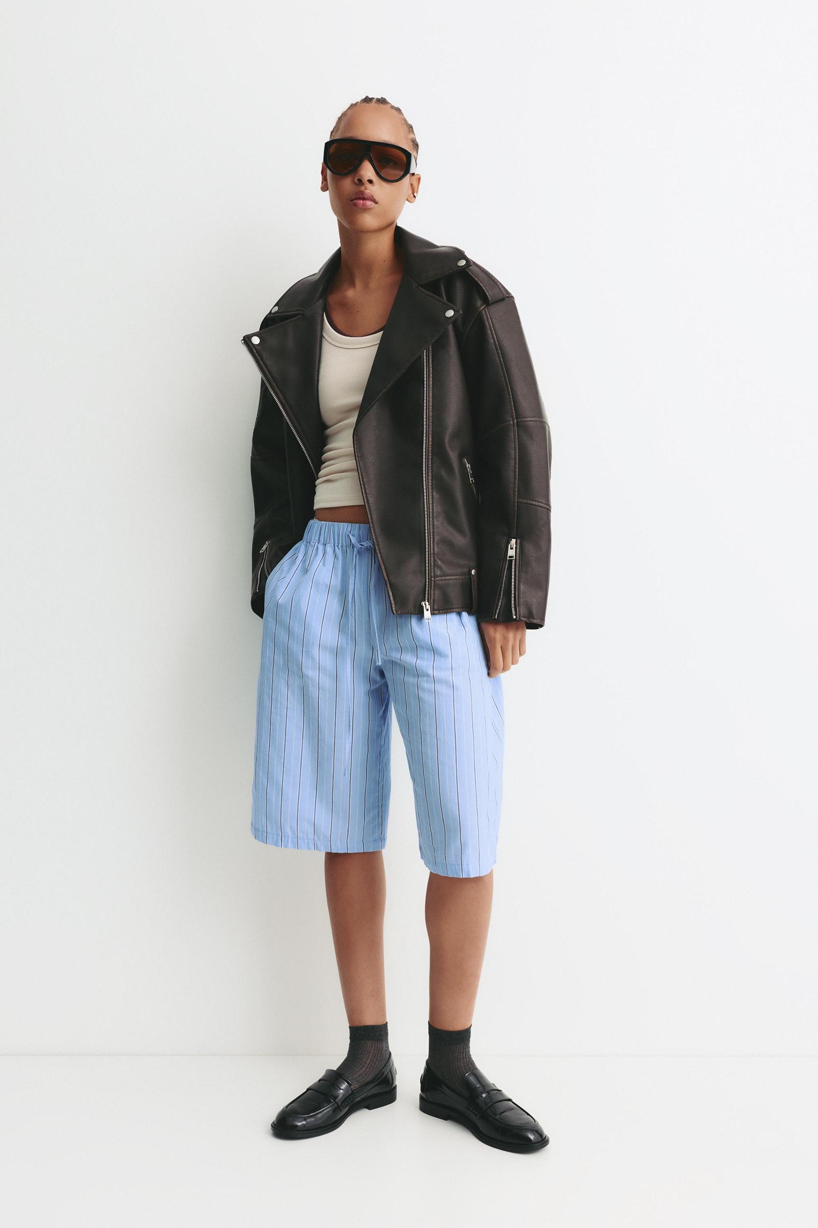 Striped pajama-style Bermuda shorts Product Image