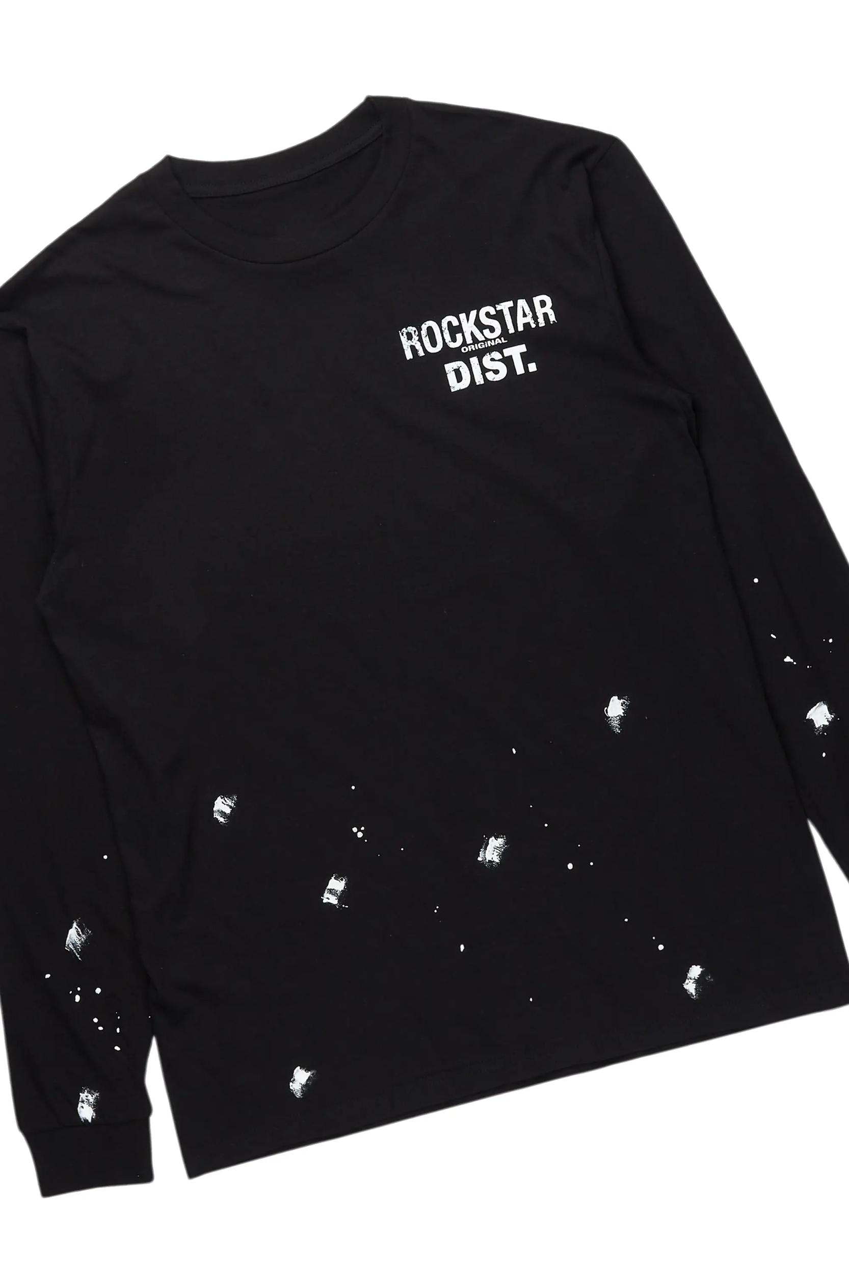 Raffer Black Long Sleeve T-Shirt/Baggy Pant Set Male Product Image