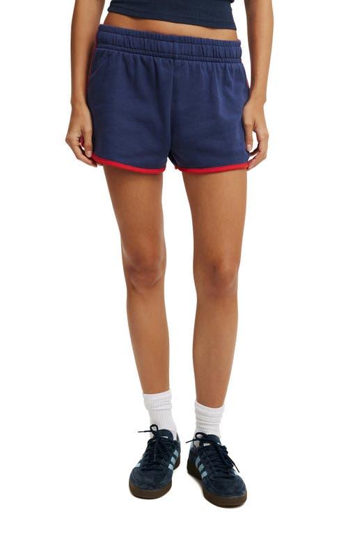 Cotton On Women's Dolphin Hem Micro Mini Short in Oxford Blue Red Poppy at Nordstrom, Size Small Product Image