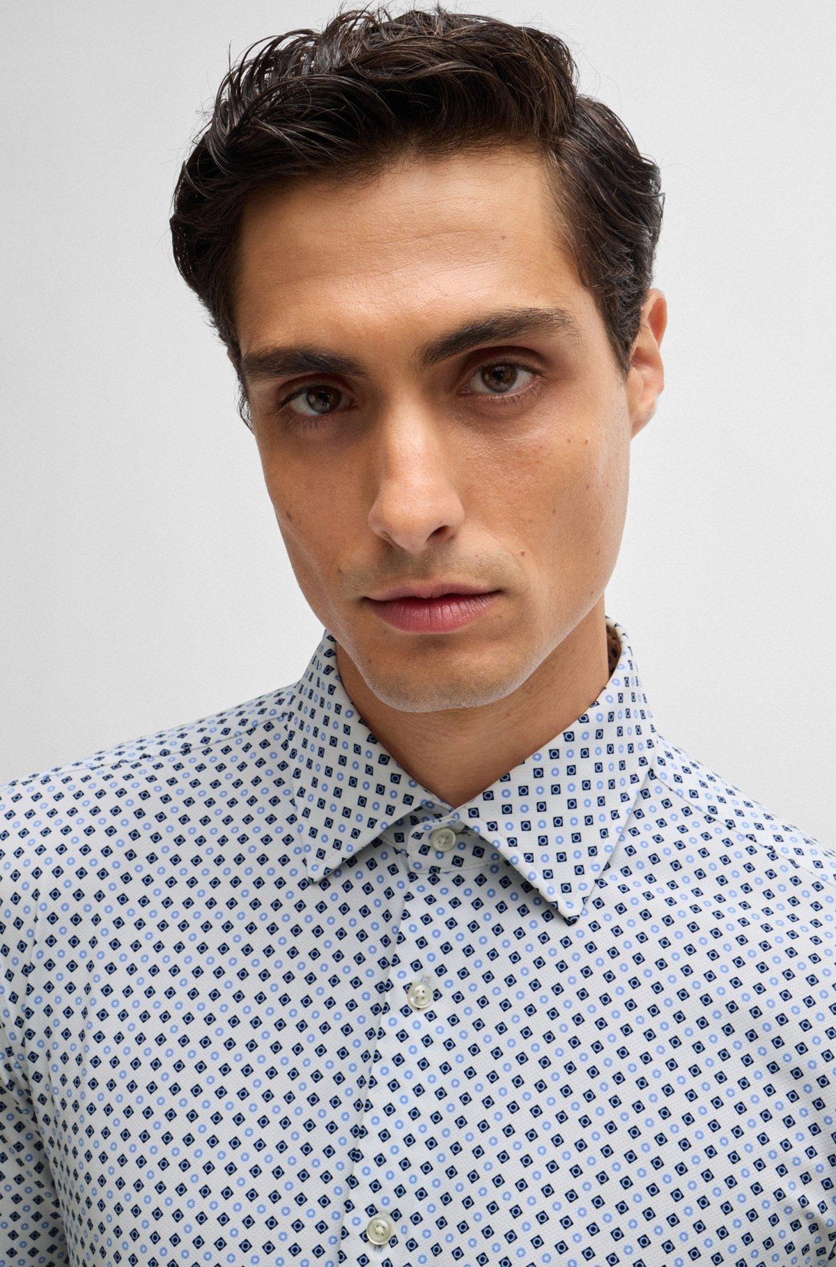 Slim-fit shirt in printed performance-stretch fabric Product Image