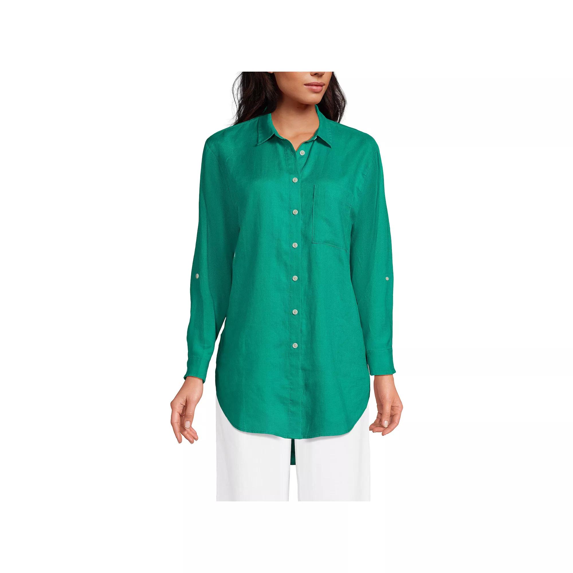 Women's Lands' End Roll Sleeve Relaxed Tunic Top,  Product Image