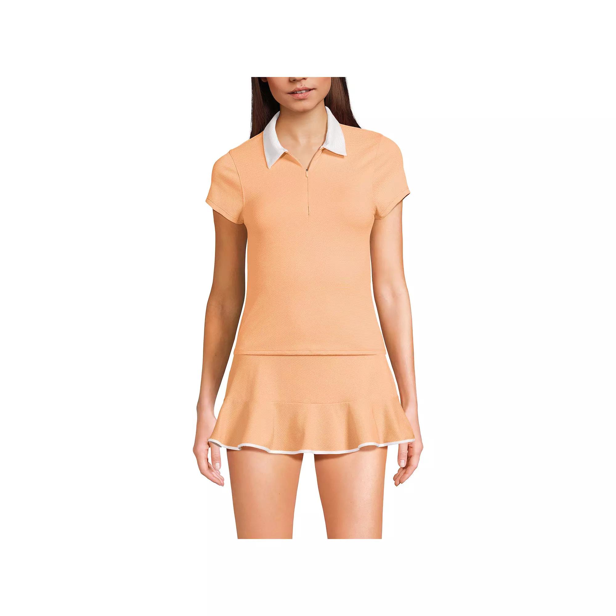 Women's Lands' End Short Sleeve Pique Johnny Collar UPF 50 Rashguard,  Product Image