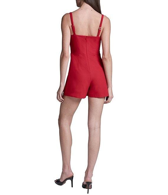 BCBG Scuba Twill Sleeveless Square Neck Short Romper Product Image